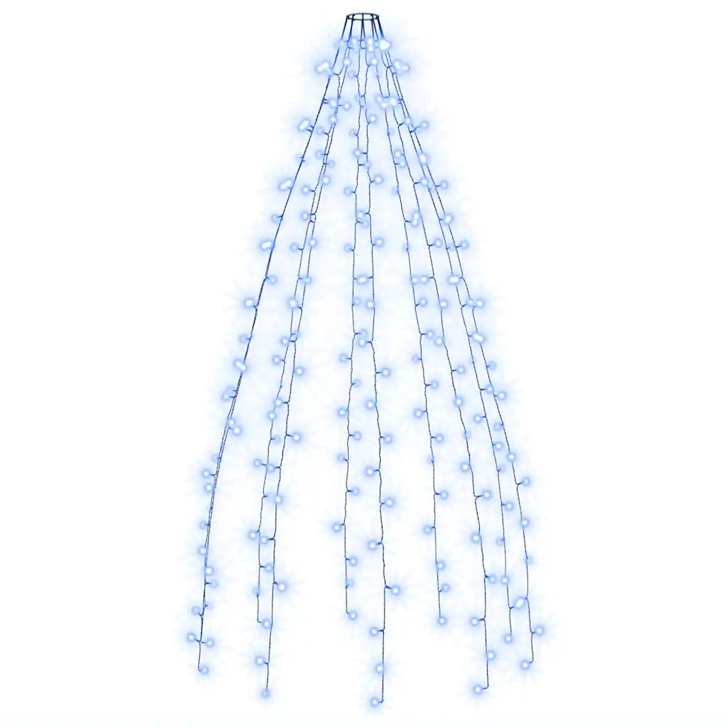 Rete luminosa per albero con LED blu, fili verticali a rete, struttura luminosa