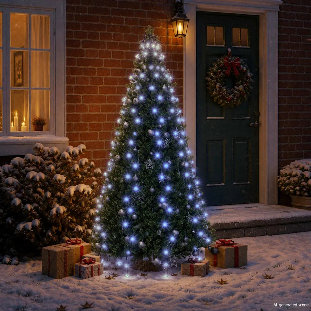 Rete luminosa per albero con LED blu, luce a forma di albero di Natale