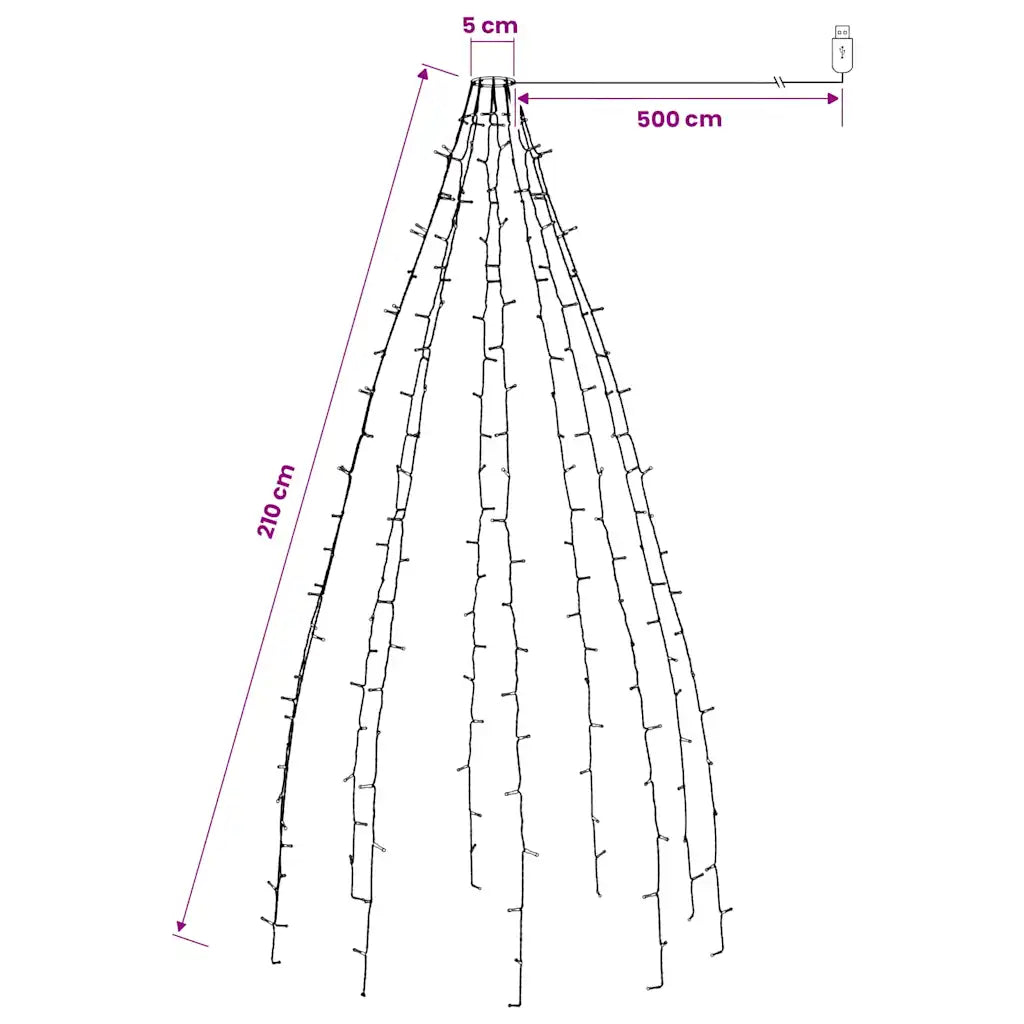 Rete luminosa per albero: misure 500 cm x 220 cm x 5 cm