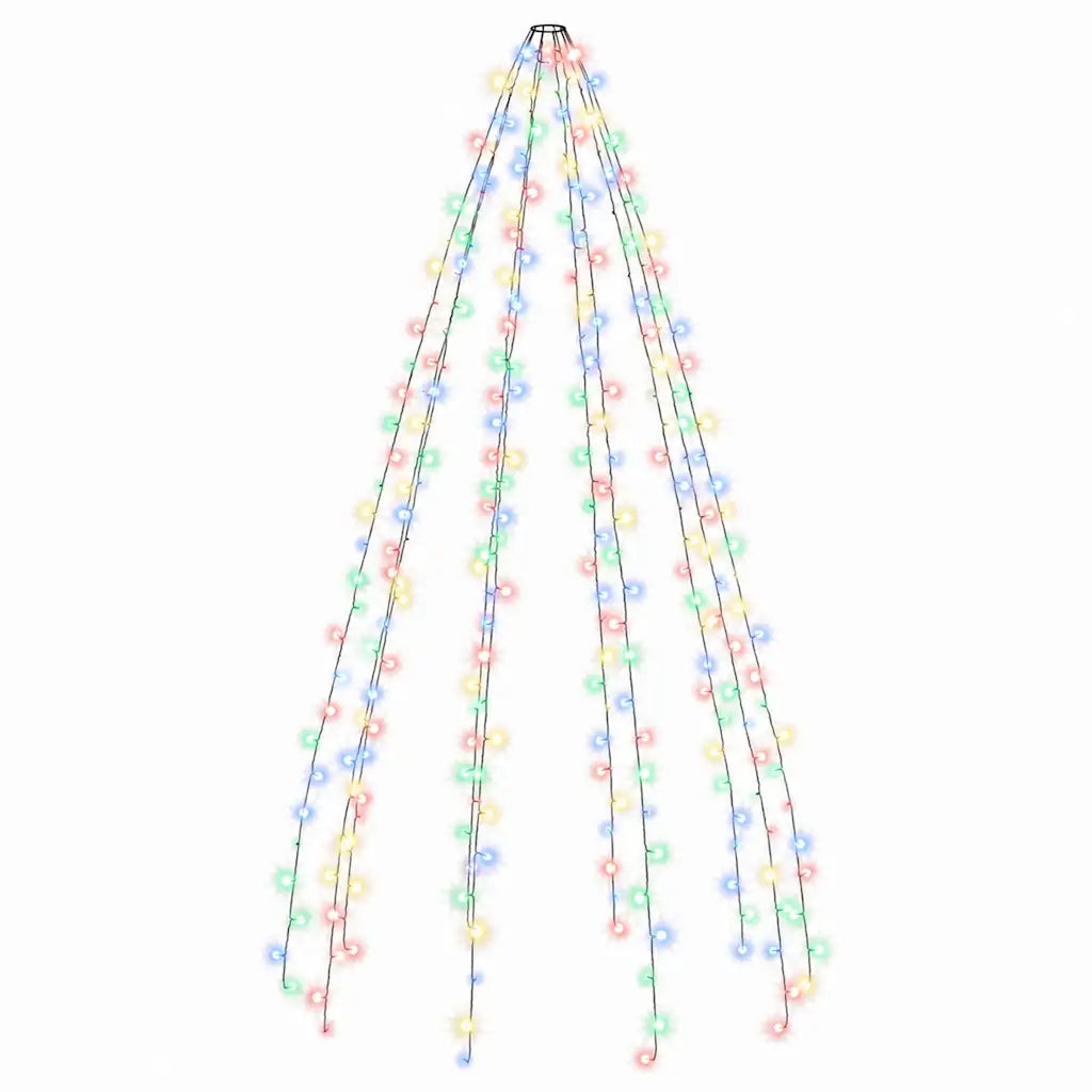 Rete luminosa per albero con fili LED multicolori, 300 luci, design a cascata