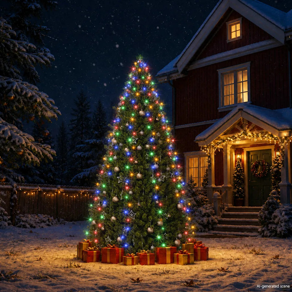 Rete luminosa per albero di Natale con 300 LED multicolori su rete decorativa