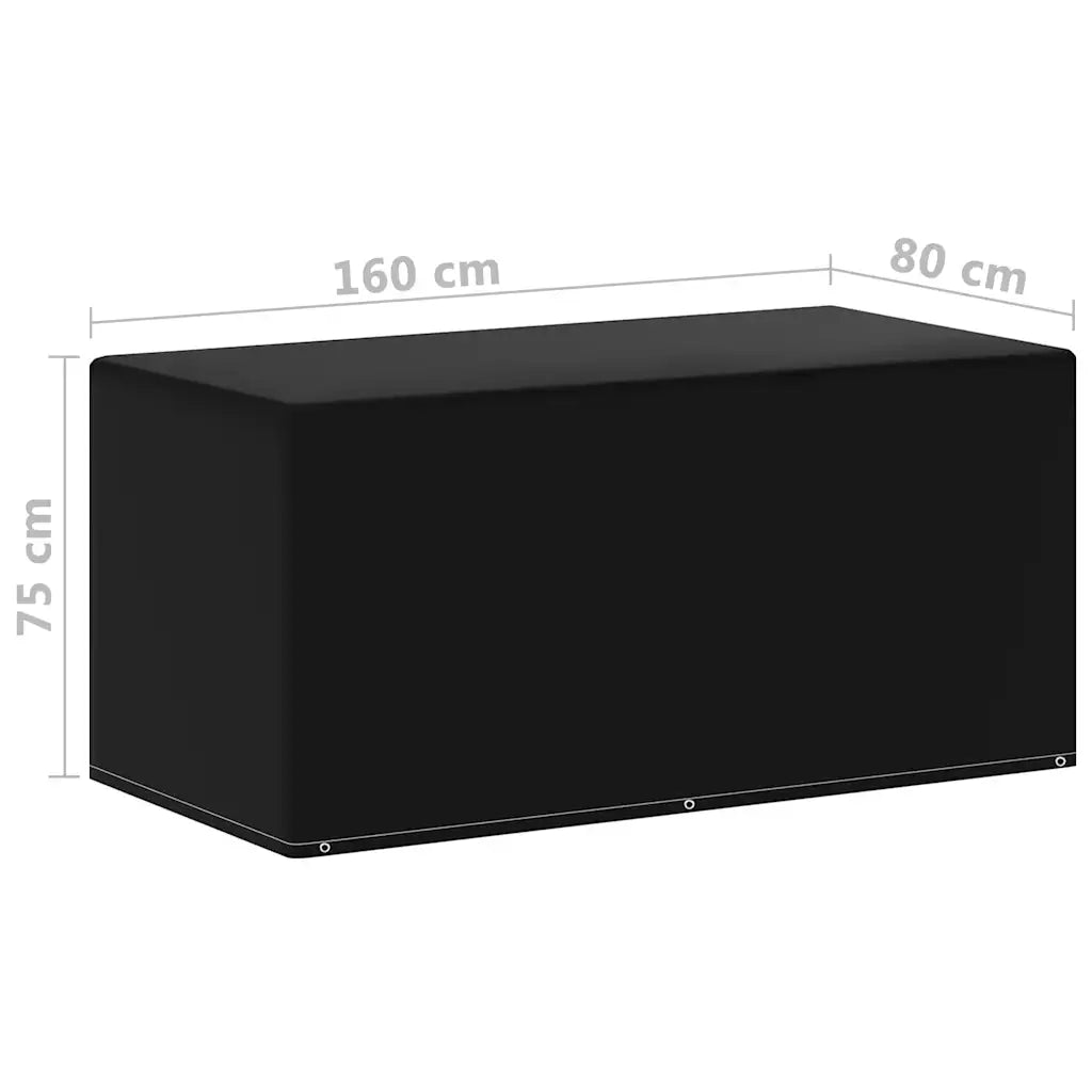 Copertura mobili giardino nera 160x80x75 cm, 6 occhielli