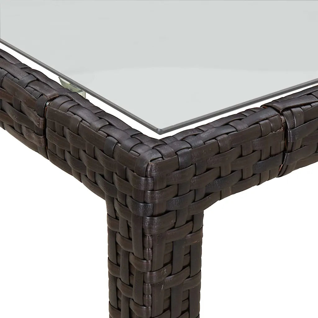 Angolo di set mobili da giardino in polyrattan intrecciato marrone, struttura a maglia