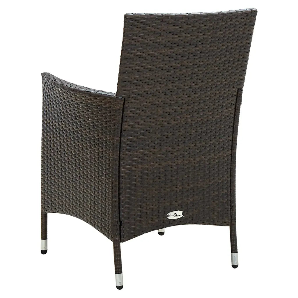 Sedia da giardino in polyrattan marrone con seduta imbottita bianca