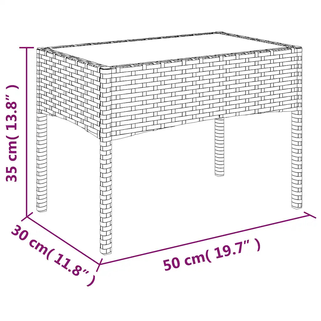 Tavolino rettangolare da esterno: dimensioni 50 x 30 x 35,8 cm