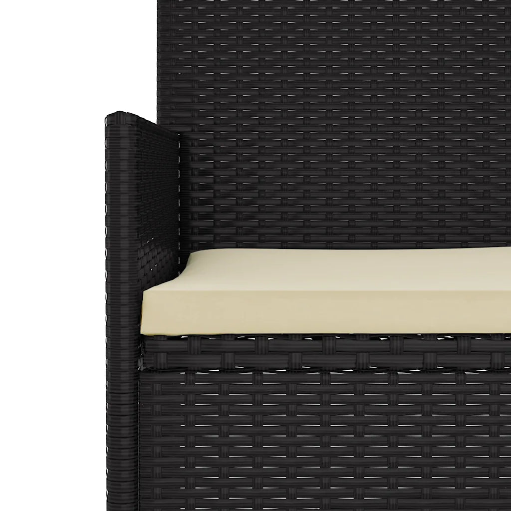 Elemento del set: poltrona da giardino in polyrattan nero con cuscino beige