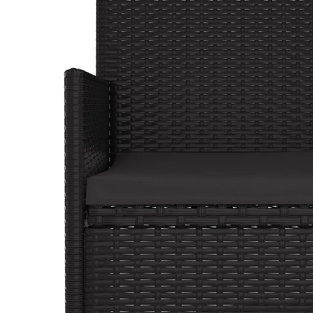 Poltrona da giardino in polirattan nero con cuscino grigio
