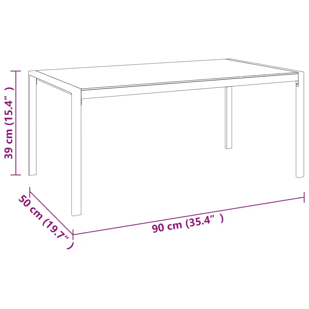 Dimensioni tavolo: 90 cm L, 50 cm P, 39 cm H