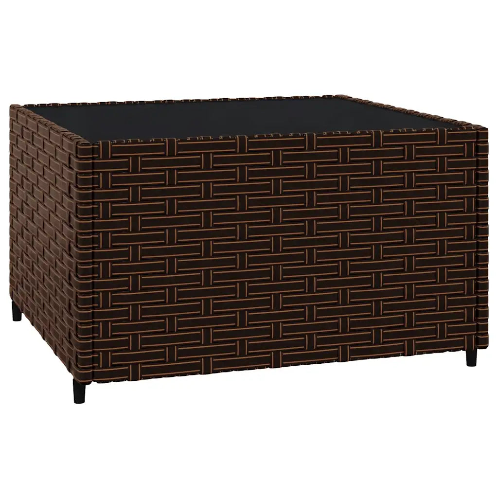 Modulo contenitore in polyrattan marrone con struttura a intreccio e piedi