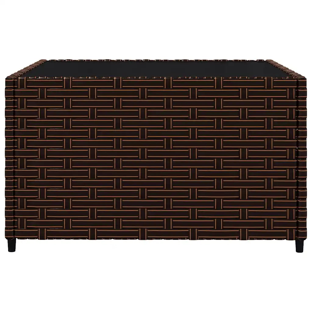 Pouf rettangolare da giardino in polyrattan marrone intrecciato
