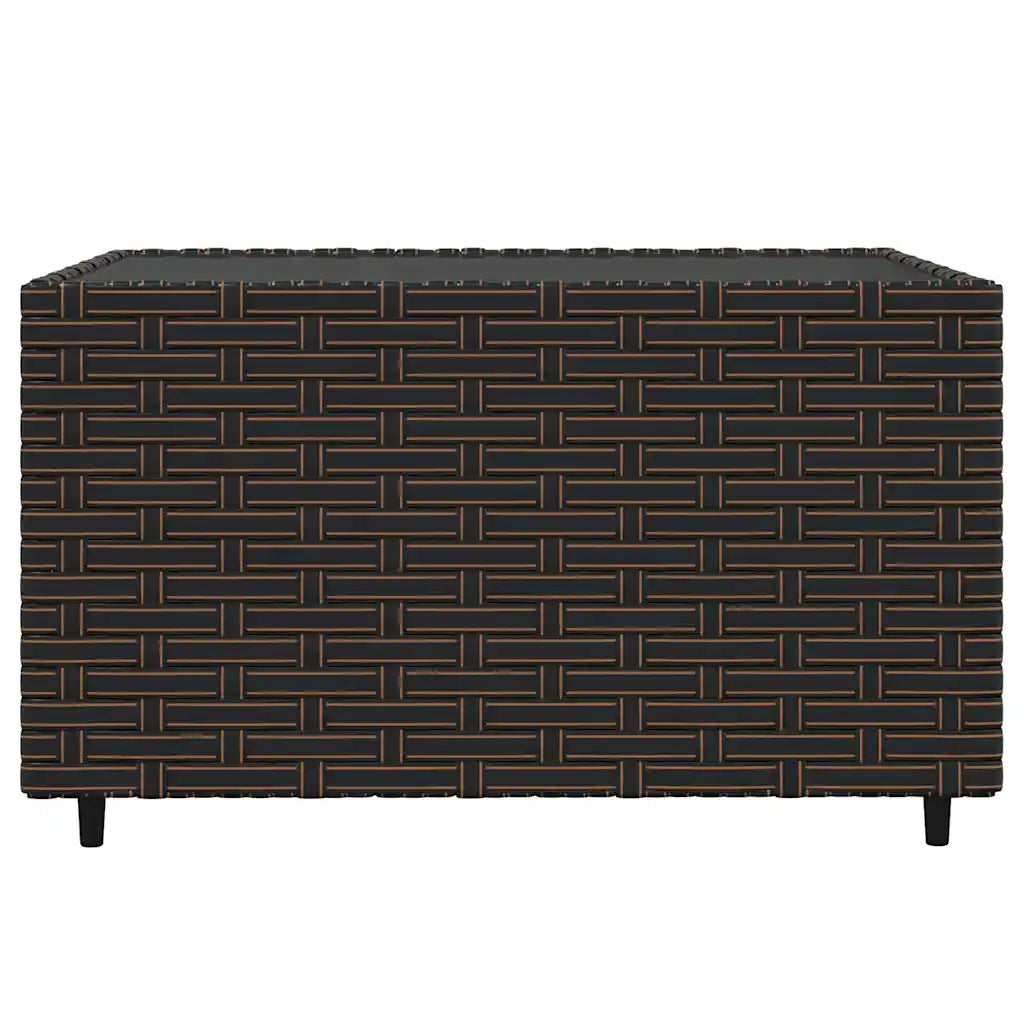 Struttura in polyrattan marrone intrecciato con piedini neri
