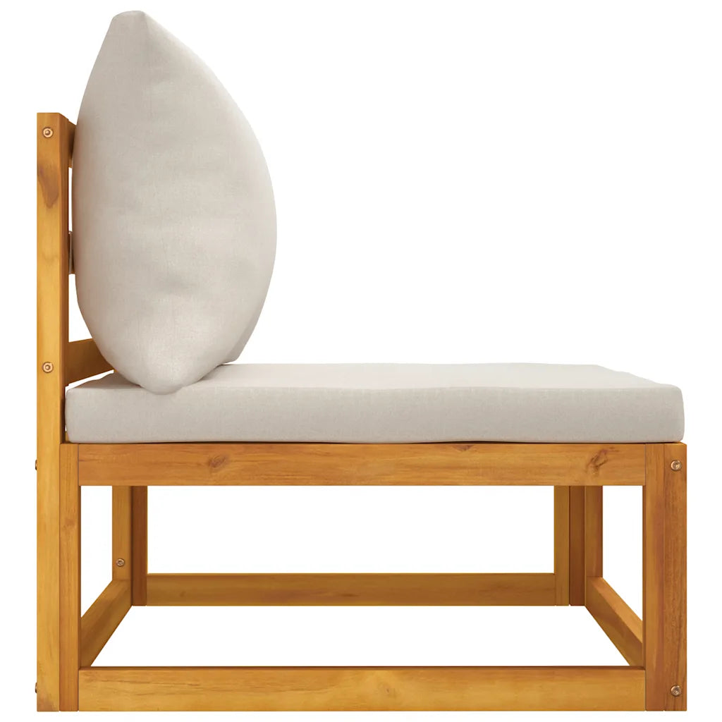 Chaise da giardino in legno di acacia con seduta e cuscino chiaro