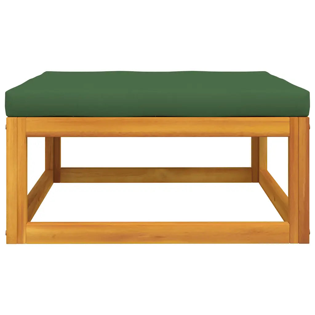 Poggiapiedi da giardino in legno con cuscino verde