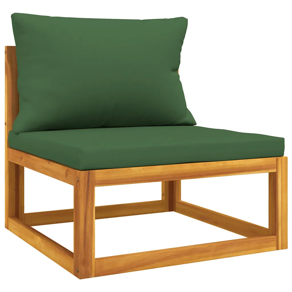 Poltrona da giardino in legno con cuscino verde