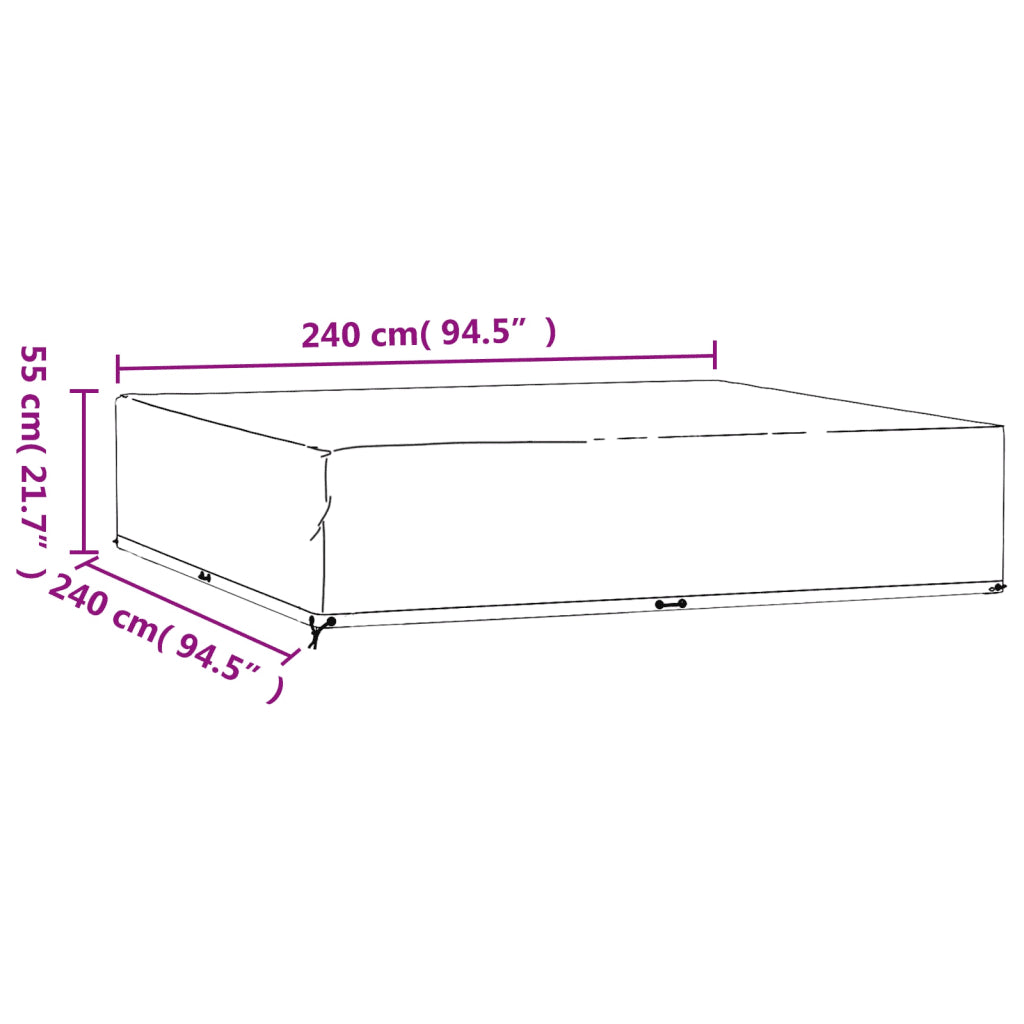 Coprimobile da giardino quadrato scuro 240x240x55 cm con fissaggi