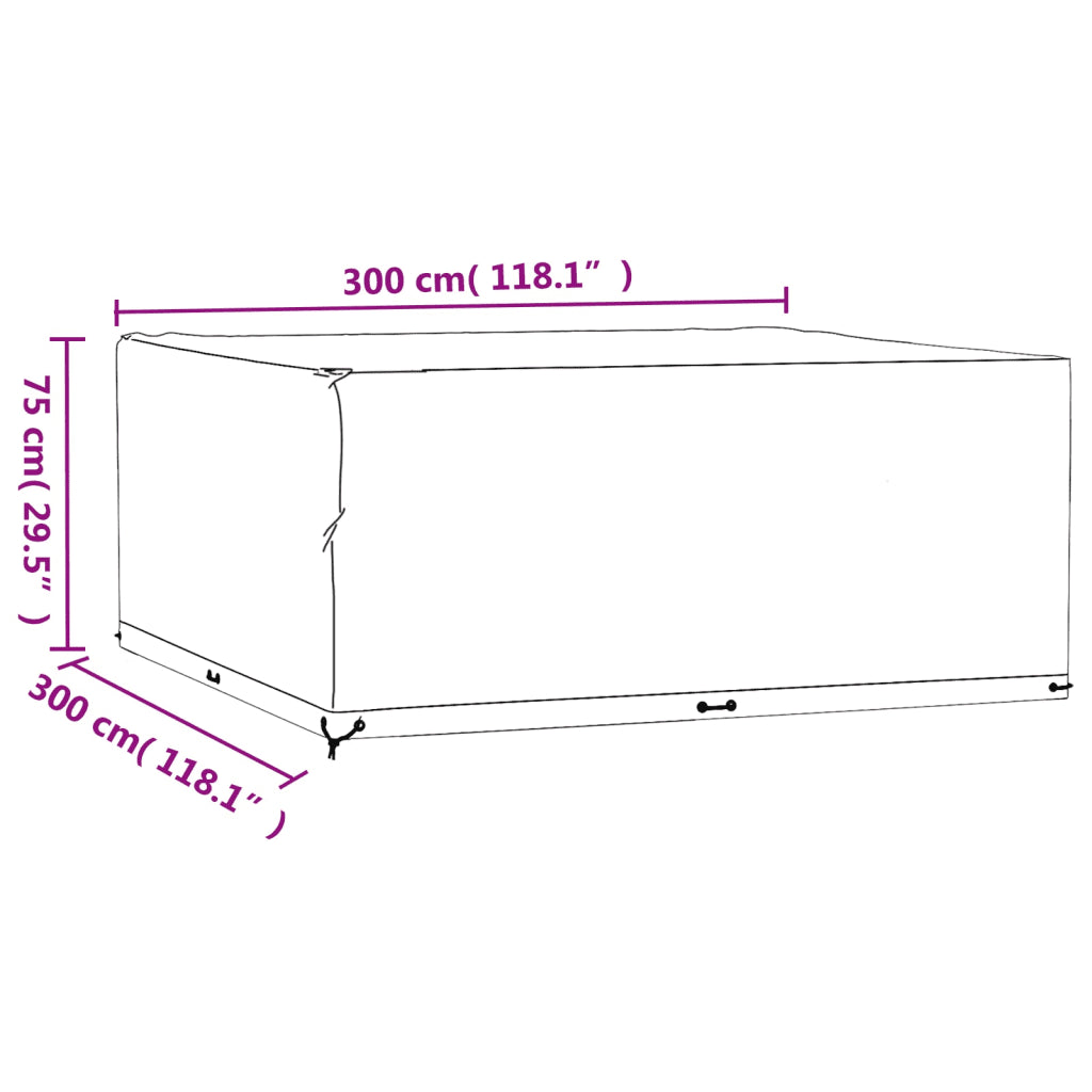 Copertura per mobili da giardino quadrata grigia con dimensioni 300x300x75 cm