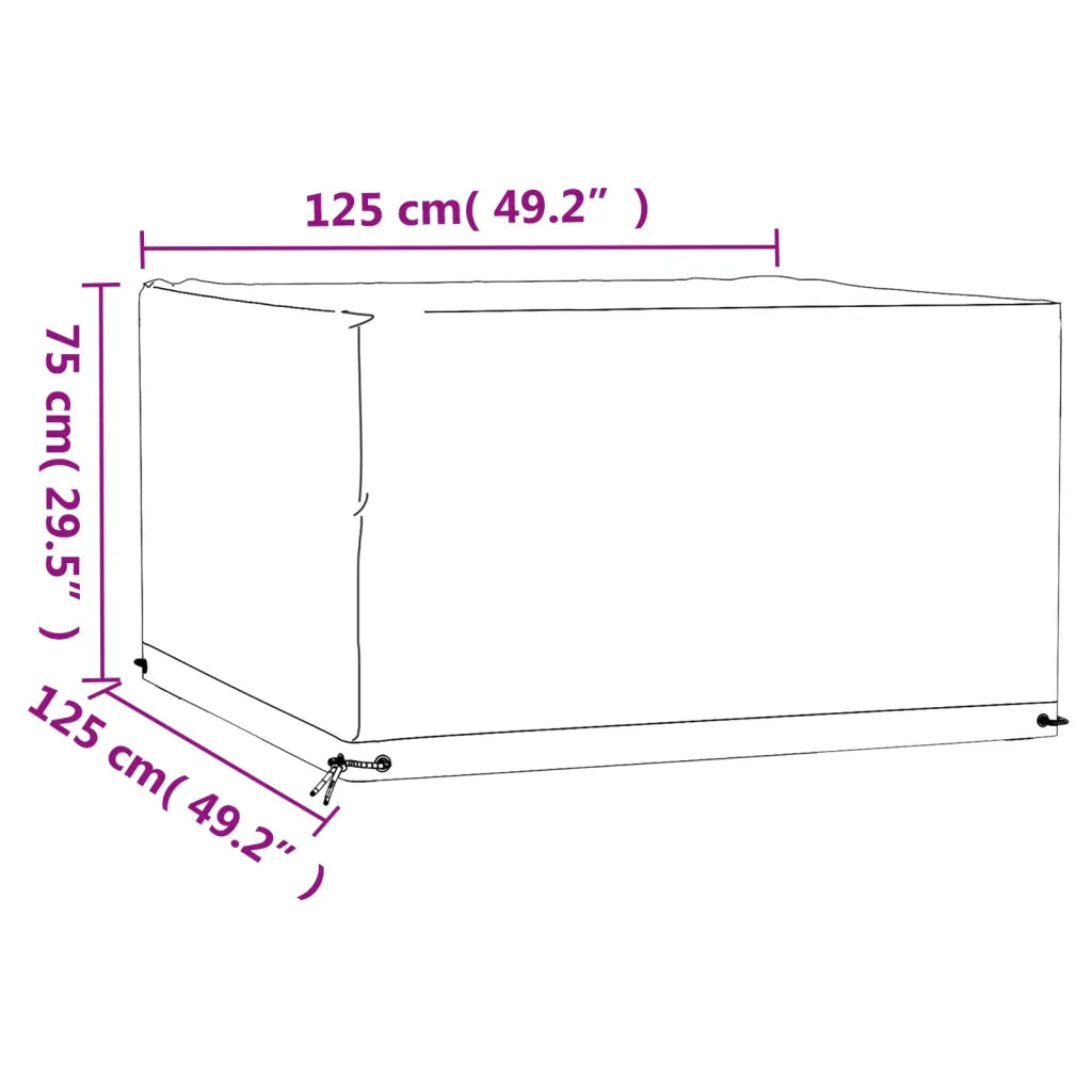 Copertura quadrata 125×125×75 cm per mobili da giardino, 8 occhielli