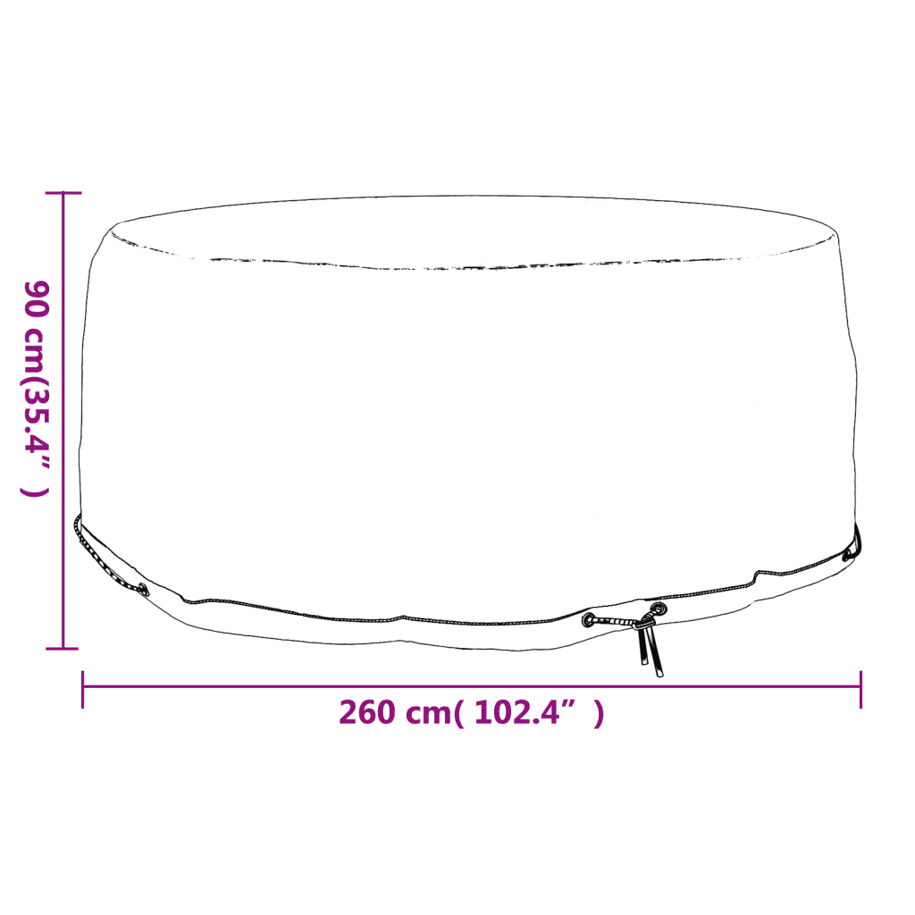 Copertura rotonda per mobili da giardino con occhielli, Ø260x90 cm