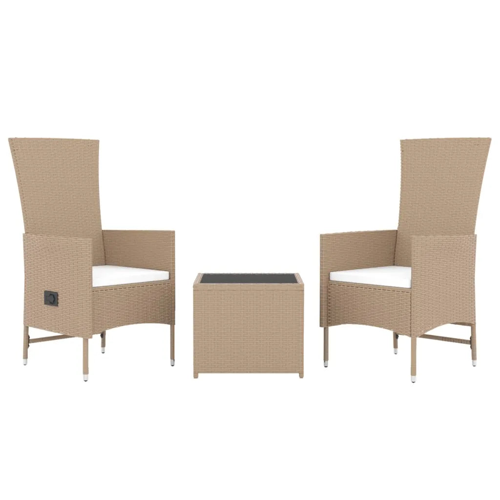 Set poltrone e tavolino: 2 poltrone beige con seduta imbottita e tavolino quadrato