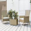Set mobili da giardino in polirattan beige: 2 poltrone e tavolino rettangolare