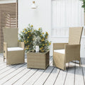 Set mobili da giardino in polyrattan beige: 2 poltrone e tavolino contenitore
