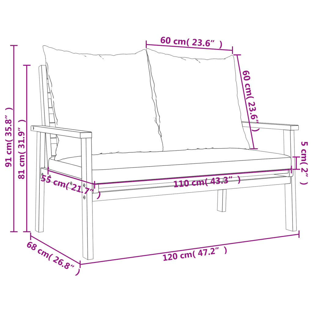 Diagramma dimensioni: poltrona 120x68x91 cm circa, seduta 110x55 cm