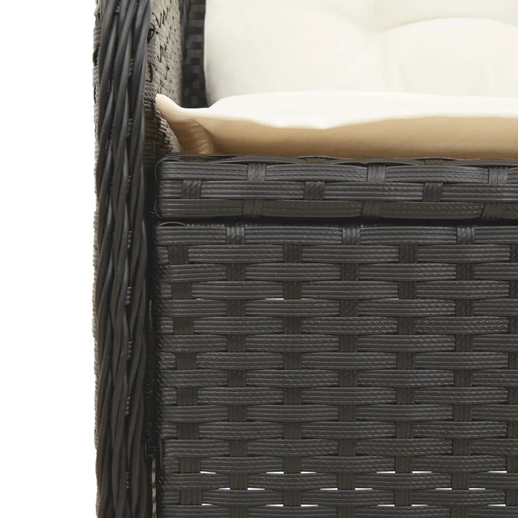 Schienale da giardino in polyrattan nero intrecciato con parte imbottita bianca
