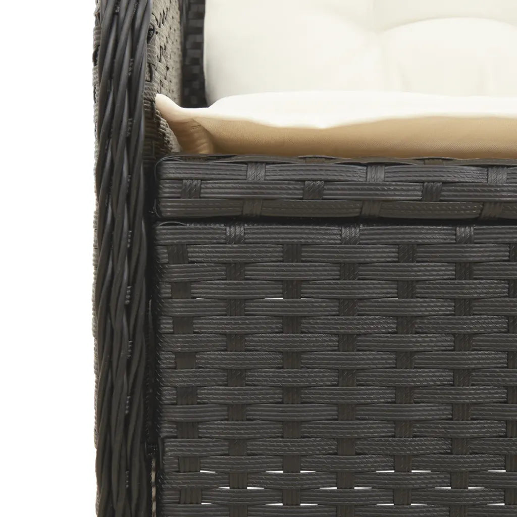 Struttura in polyrattan nero intrecciato con imbottitura crema
