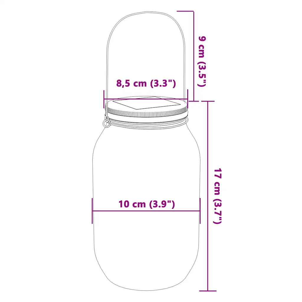 Lanterne solari in vetro con dimensioni: 10 cm (alt.) e 8,5 cm (diam.)
