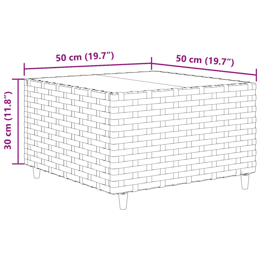 Set divano da giardino in polyrattan intrecciato, base rettangolare 50x30 cm