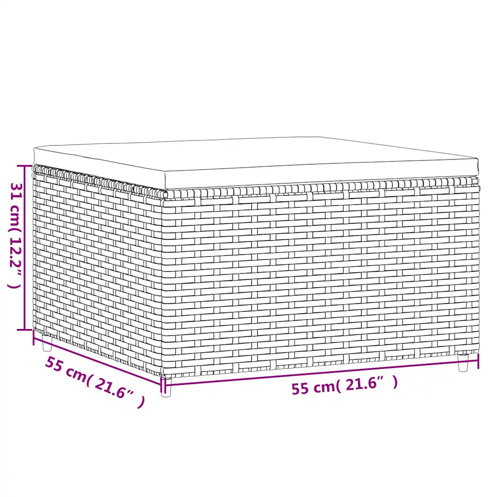 Diagramma dimensioni set divano angolare in polyrattan, 55×55 cm