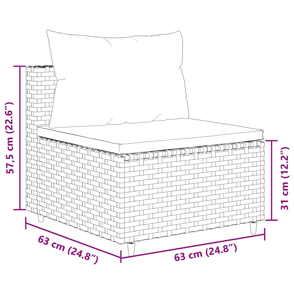 Divano angolare con cuscini: dimensioni 63x63 cm, altezza 57,5 cm