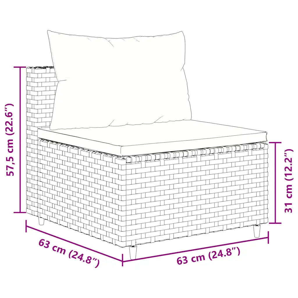 Schema misure della poltrona da giardino in polyrattan con cuscino