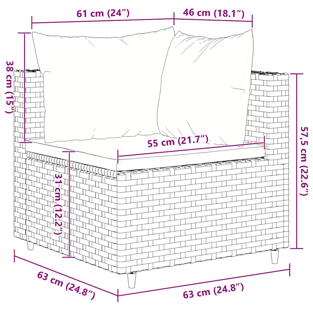 Schema dimensioni: 63x63 cm, altezza 83 cm, seduta 55 cm