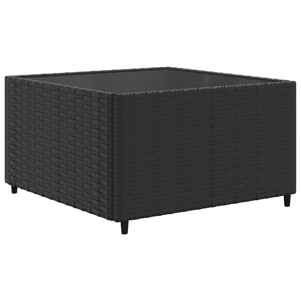 Tavolino basso da esterno nero in polyrattan con piano