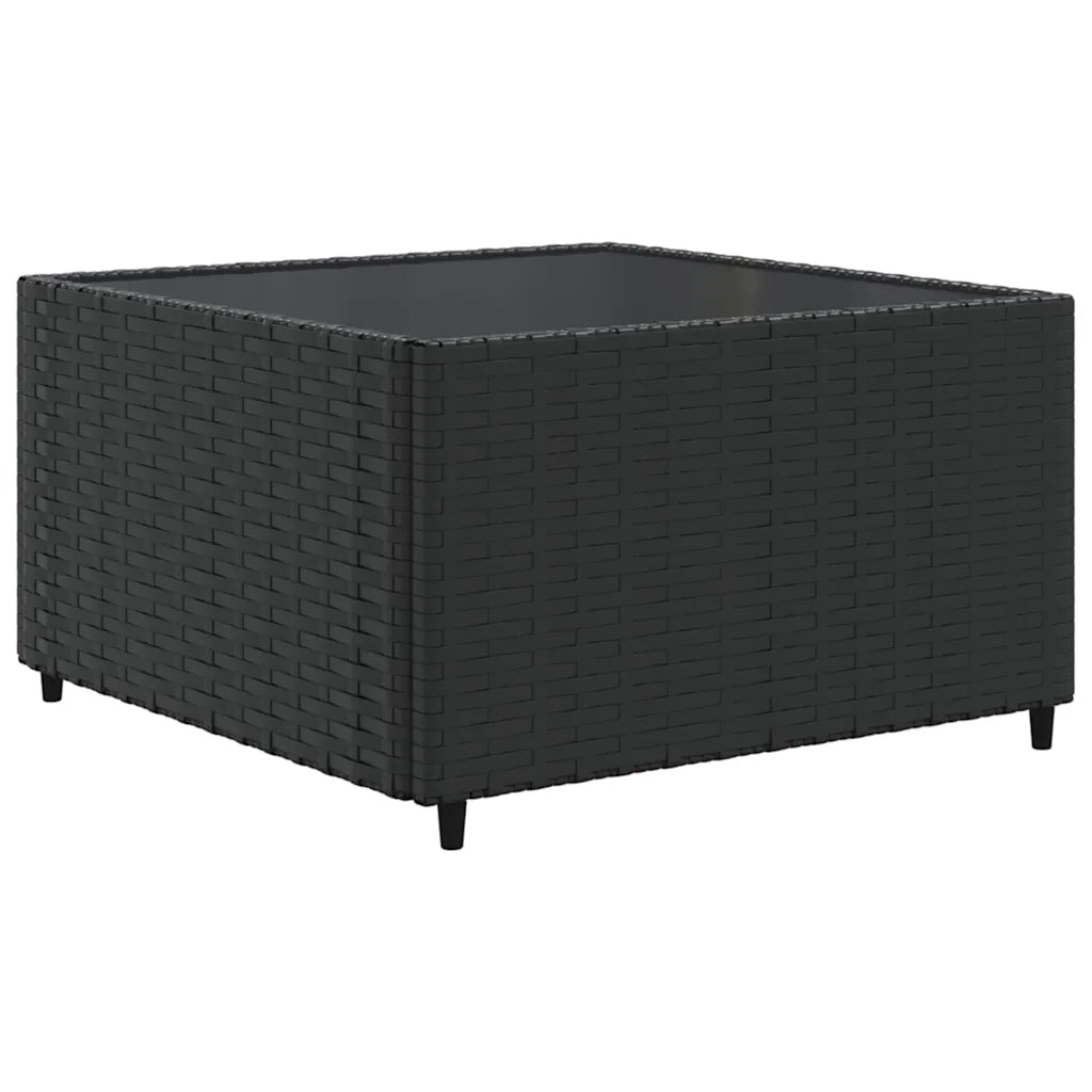 Tavolino da giardino in polyrattan nero con texture intrecciata e piedi