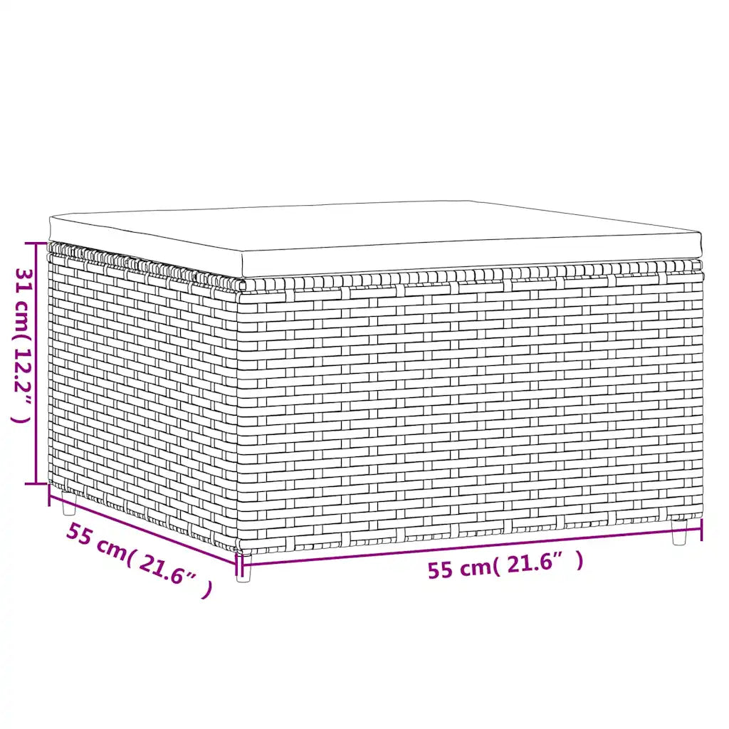 Set mobili da giardino in polirattan marrone con box e cuscino bianco