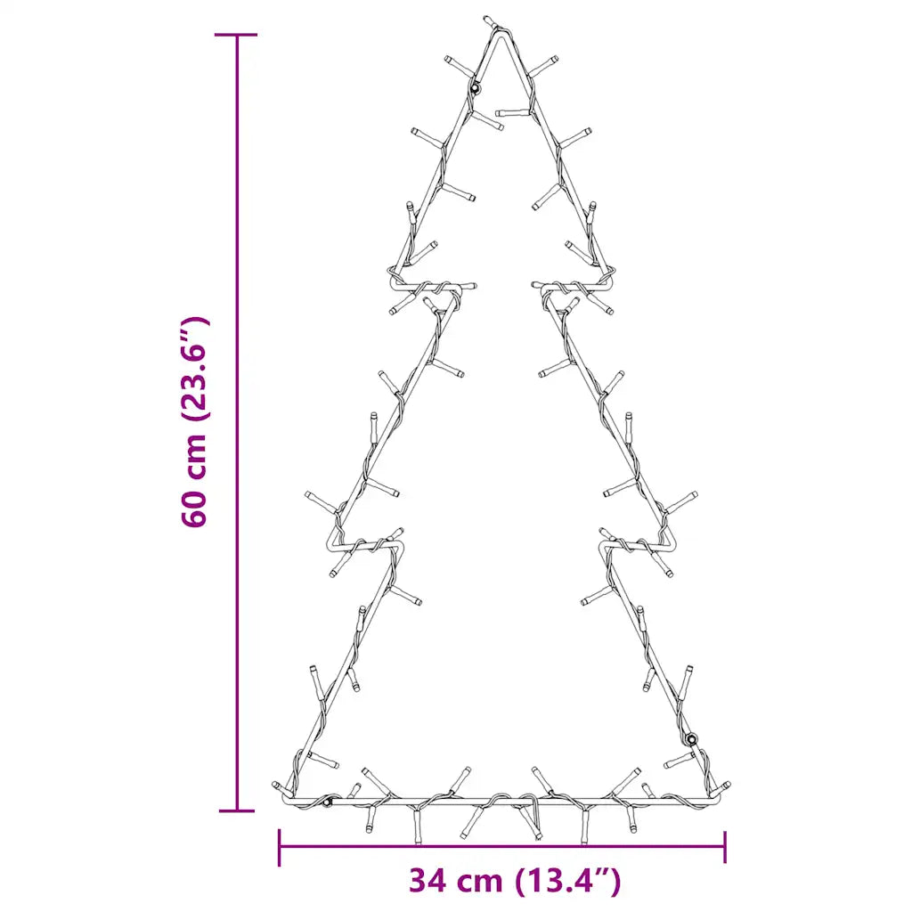 Albero silhouette con dimensioni 60 cm x 34 cm, struttura per luci LED.