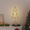 Albero di Natale silhouette con catena LED bianchi caldi, su picchetto e base.