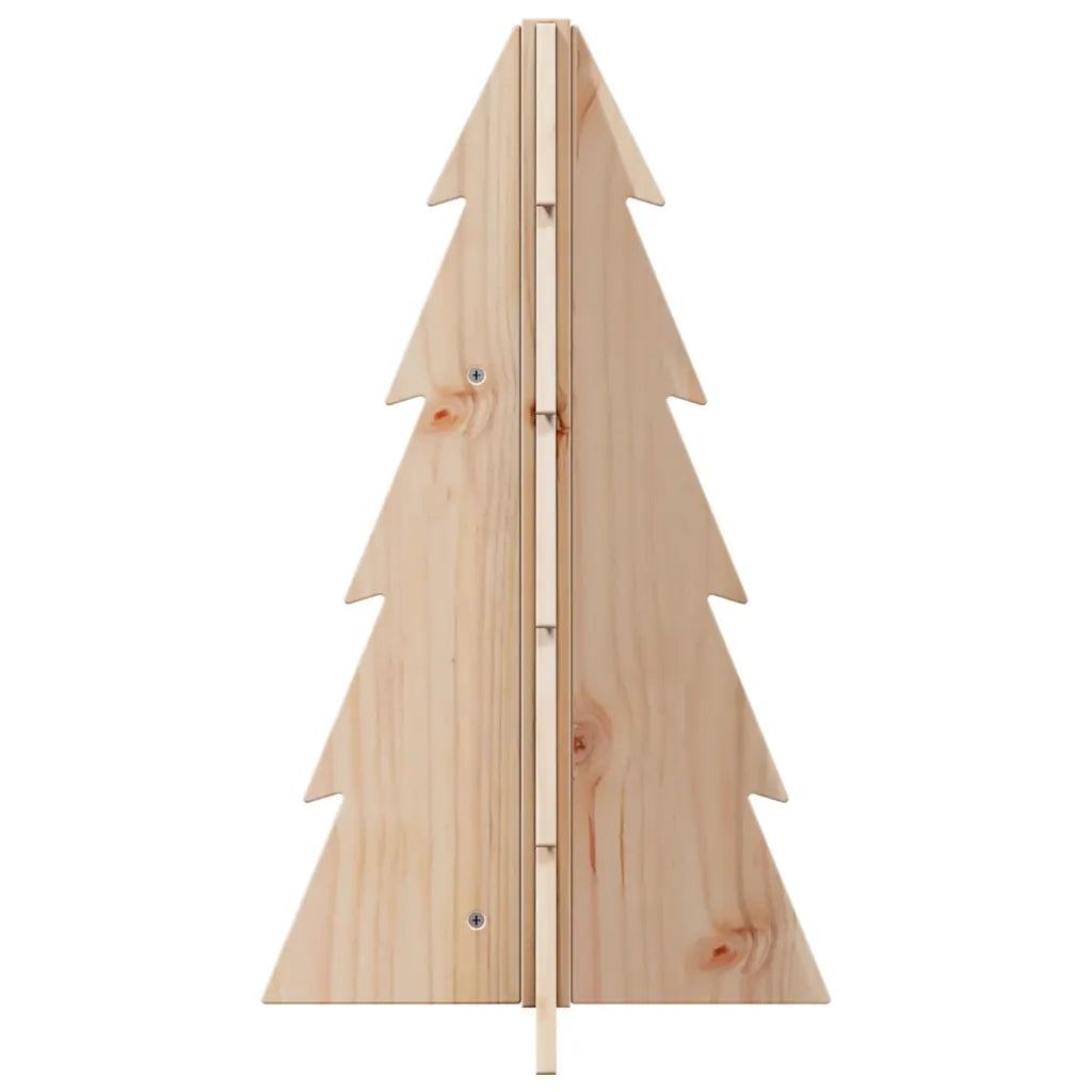 Albero di Natale in legno decorativo, vista laterale con struttura centrale in listelli.