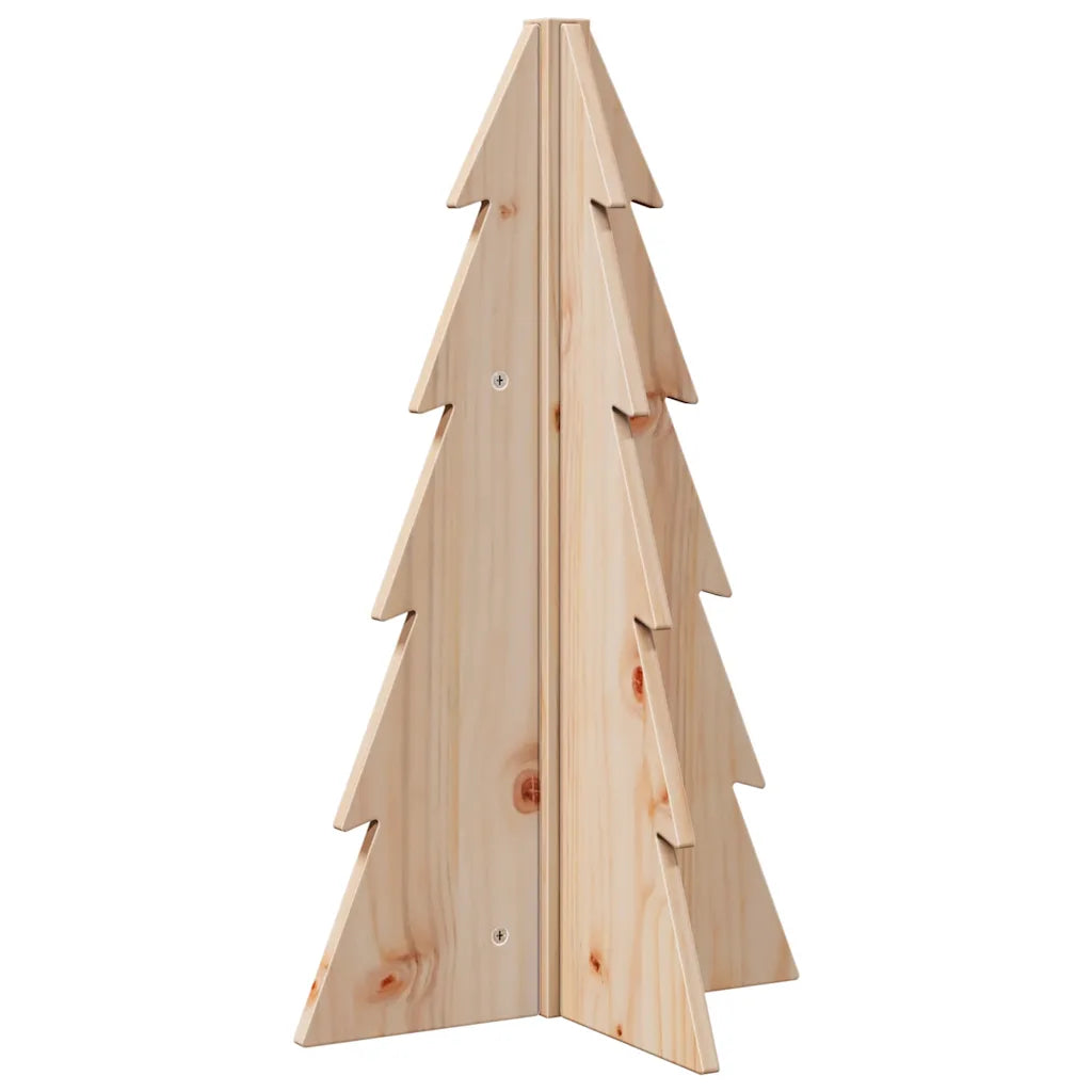 Albero di Natale decorativo in legno di pino, pannelli sagomati e base a tre lati.