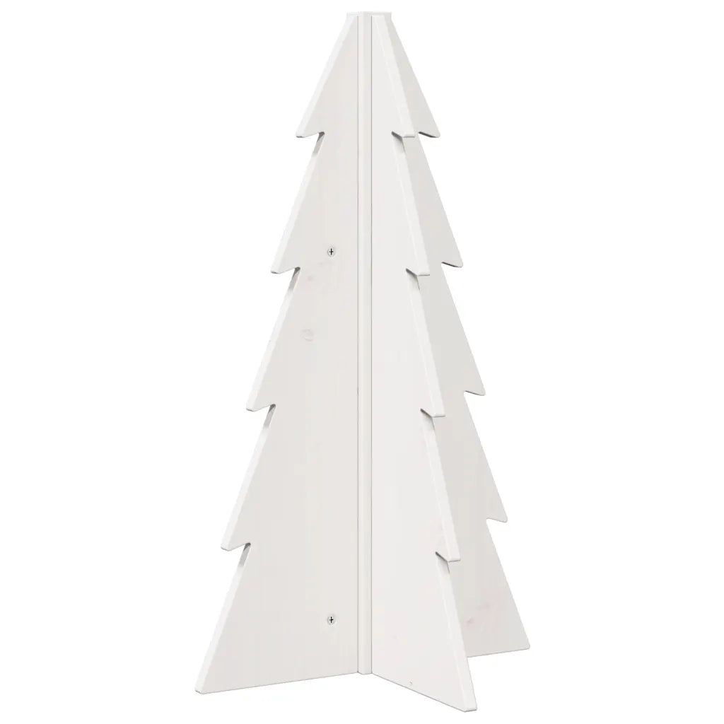 Albero di Natale in legno bianco con pannelli a forma di albero e pioli centrali