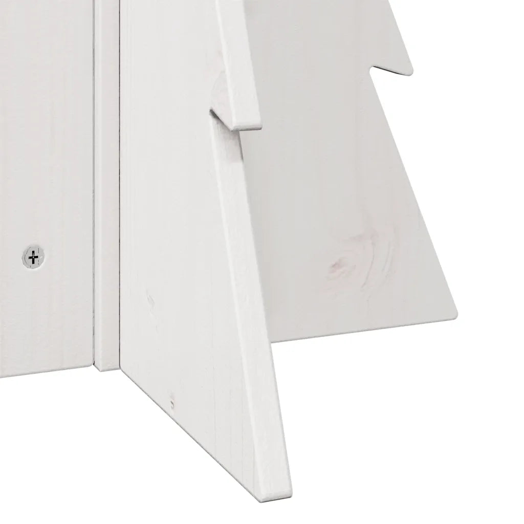 Albero di Natale in legno bianco con supporto laterale e pannelli sagomati