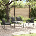 Set da giardino 4 pezzi: poltrone e tavolo rettangolare in polyrattan nero e antracite.