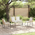 Set mobili da giardino: 4 poltroncine con tavolo in polyrattan nero e antracite