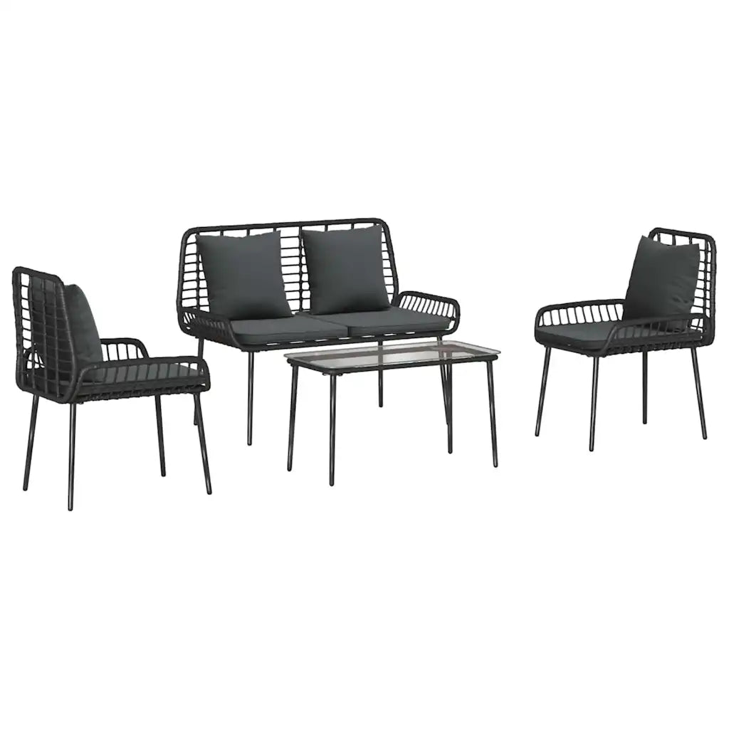 Set mobili da giardino: panchina a 2 posti, 2 sedie e tavolo, cuscini grigi
