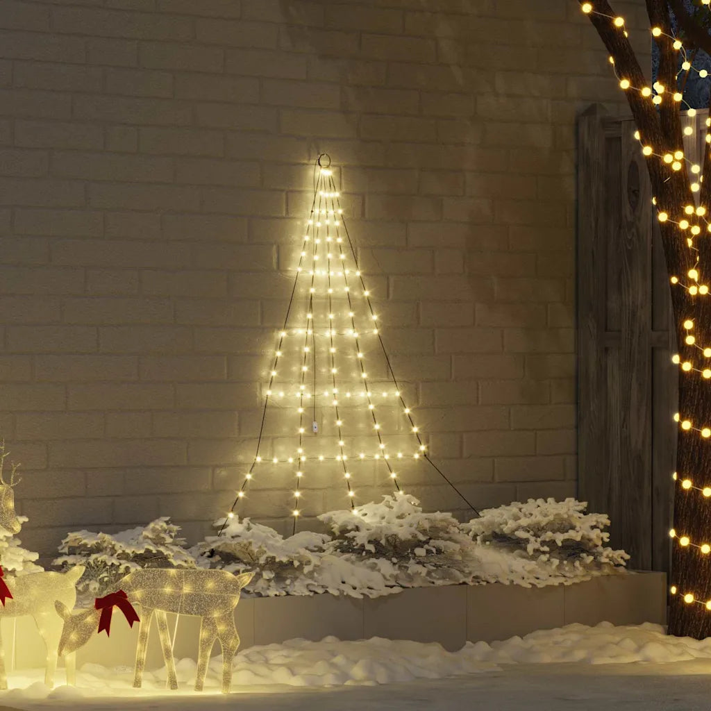 Albero di Natale LED con struttura conica e luci bianche calde, supporto a picchetti