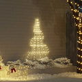 Albero di Natale LED con struttura conica e luci bianche calde, supporto a picchetti
