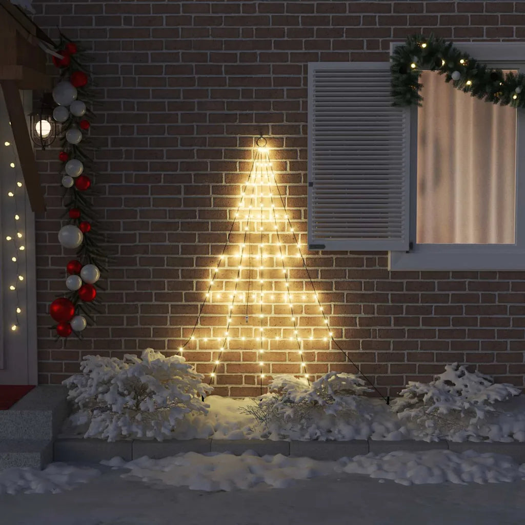 Albero di Natale LED conica illuminata, luci bianche calde e picchetti da terra
