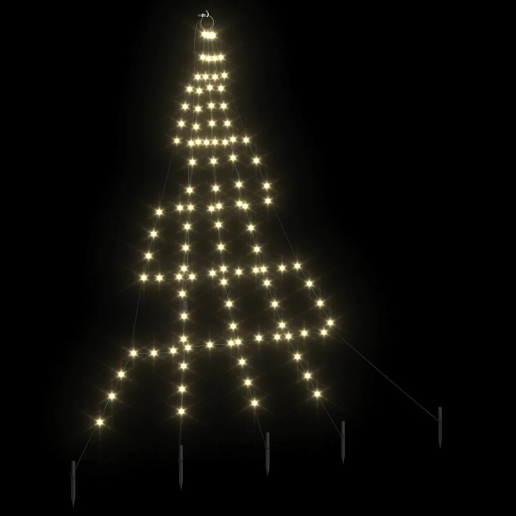 Albero di Natale LED con luci bianche calde su rete conica, effetto acceso